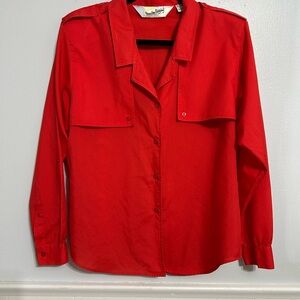 VINTAGE Diane Von Furstenberg Vibrant Red Button-Up Blouse, Size 10